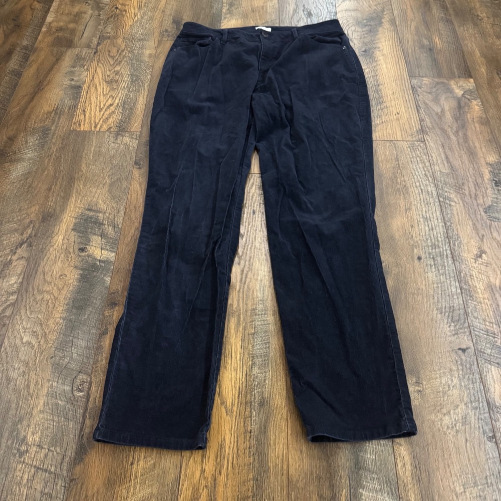 J.Jill Curvy Fit Navy Blue Corduroy Straight Leg Pants Size 14 Business Stretch